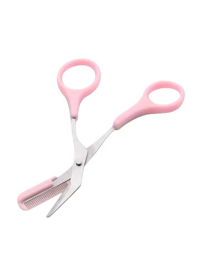 3-piece set of scissors and shaping cutter for eyebrows, defined eyebrow scissors with comb for precise trimming, ideal for shaping eyebrows and eyelashes for women and men (pink color) - Image 2